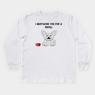 Mustache puppy pun Kids Long Sleeve T-Shirt